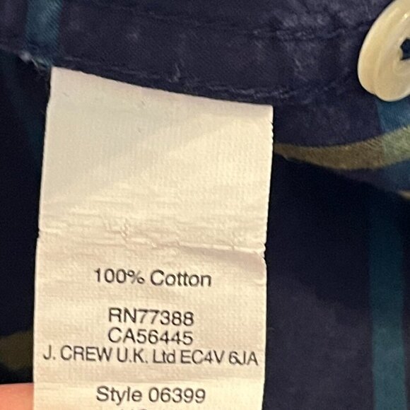 J. Crew Factory men's holiday buttondown shirt navy plaid large cotton - Picture 8 of 9